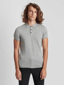  Regular Fit Luxe Grey Marl Short Sleeve Knitted Polo Shirt