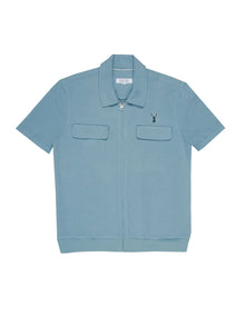  Regular fit mens waffle textured dart blue polo shirt pearly king