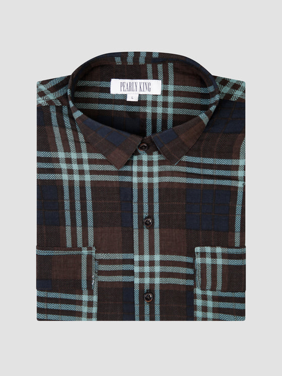 Regular Fit Iris Brown/Blue Check Long Sleeve Shirt