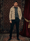 Boxy fit corduroy jacket in ecru with fur collar