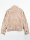 Boxy Fit Anchor Ecru Suede Leather Jacket