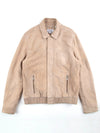 Boxy Fit Anchor Ecru Suede Leather Jacket