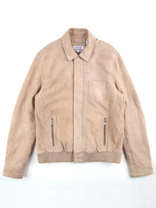  Boxy Fit Anchor Ecru Suede Leather Jacket