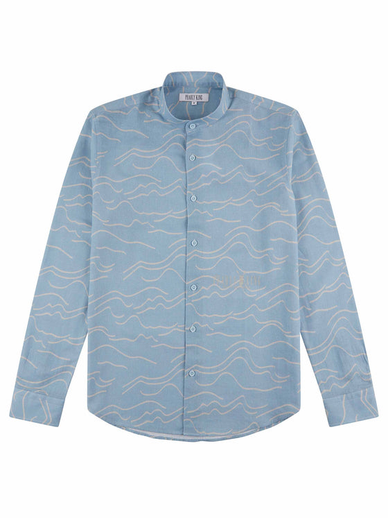 carver-blue-printed-mens-casual-grandad-collar-long-sleeve-shirt-pearly-king