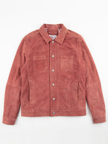  Boxy Fit Dame Washed Red Suede Leather Jacket