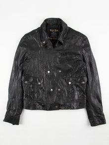  Boxy Fit Nomad Black Leather Biker Jacket