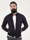 Regular fit mens navy casual funnel neck jacket pearly king