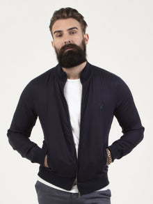  Regular fit mens navy casual funnel neck jacket pearly king