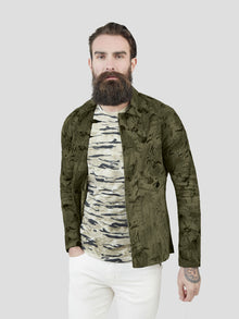  Regular fit mens casual utility style khaki camo jacket pearly king