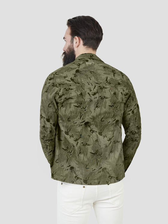 Regular fit mens casual utility style khaki camo jacket pearly king