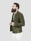 Regular fit mens casual utility style khaki camo jacket pearly king
