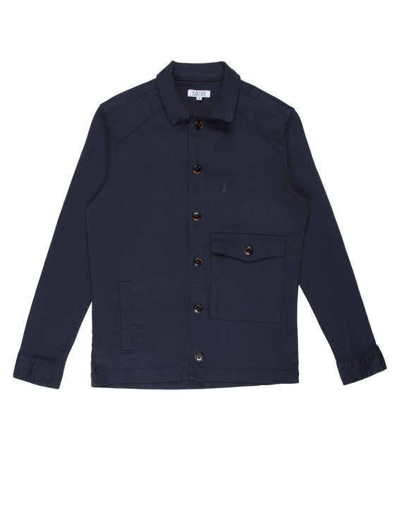 Regular fit mens casual utility style plain navy jacket pearly king