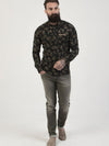 Regular fit mens cotton casual black floral long sleeve shirt pearly king