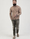 Regular fit mens cotton casual pink floral long sleeve shirt pearly king