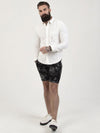 Regular fit mens linen blend floral jacquard formal long sleeve shirt pearly king
