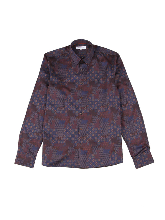 Regular Fit Gale Navy Printed Long Sleeve Shirt