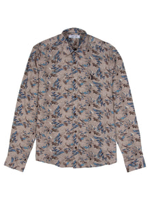  Regular Fit Glare Blue Printed Long Sleeve Shirt