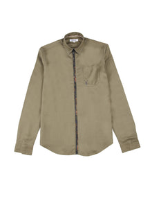  Regular Fit Idol Zip Through Khaki Long Sleeve Shirt