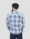 Regular fit mens cotton indigo check casual long sleeve shirt pearly king