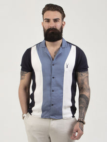  Regular fit mens linen resort collar bowling inspired casual short sleeve shirt pearly king
