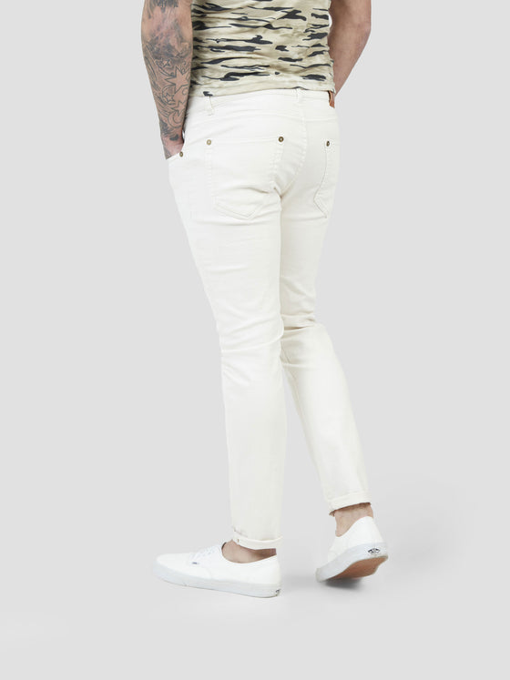 Comfortable stretch mens casual off white denim jean pearly king