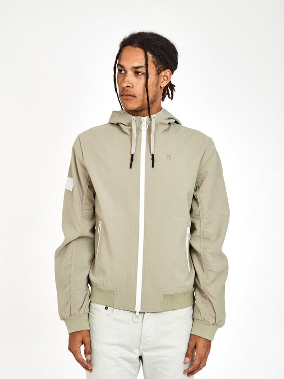 Regular Fit Crude Light Olive Hooded Bomber Jacket