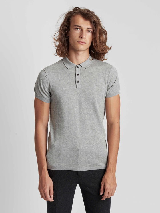 Regular Fit Luxe Grey Marl Short Sleeve Knitted Polo Shirt