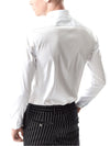Regular fit mens cotton stretch classic white casual long sleeve shirt pearly king