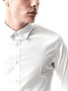 Regular fit mens cotton stretch classic white casual long sleeve shirt pearly king