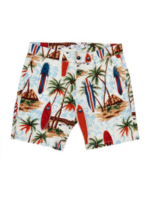  Cotton mens casual exotic palm printed chino short pearly king