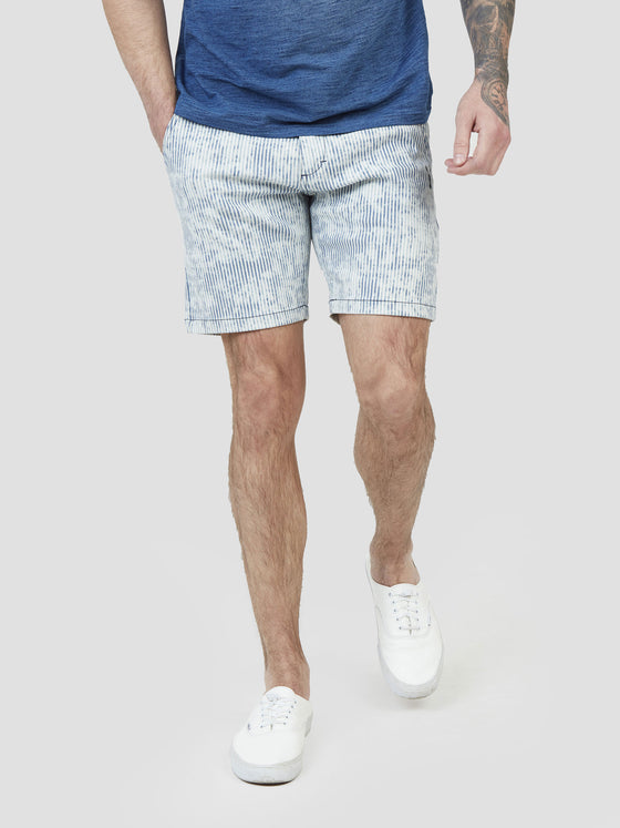 Comfortable stretch mens casual stripe blue chino short pearly king