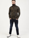 Regular fit mens cotton abstract floral graphic print khaki casual long sleeve shirt pearly king