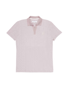  Regular fit mens cotton cable knit heavy weight pink polo shirt pearly king