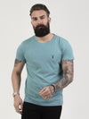 Regular fit mens cotton jersey essential core basic plain blue t shirt pearly king