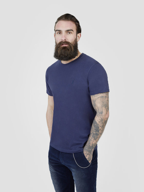 Regular fit mens cotton jersey essential core basic plain navy blue t shirt pearly king