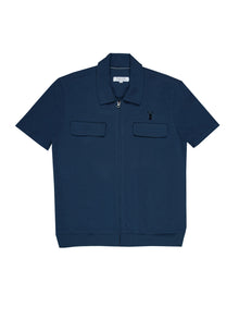  Regular fit mens waffle textured dart navy blue polo shirt pearly king