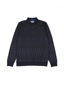  Regular Fit Vince Navy Knitted Long Sleeve Polo Shirt