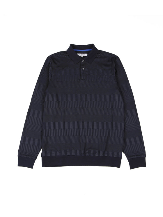 Regular Fit Vince Navy Knitted Long Sleeve Polo Shirt