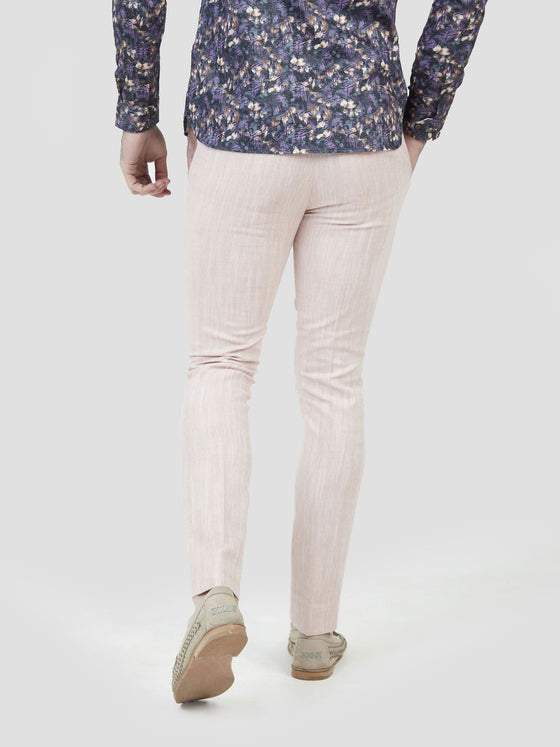 Linen cotton mens tailored trouser rose pearly king