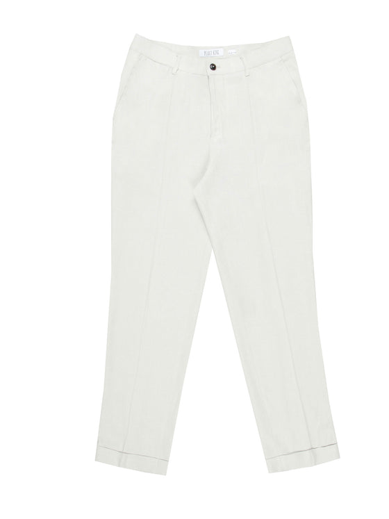 Linen mens tailored trouser ecru pearly king