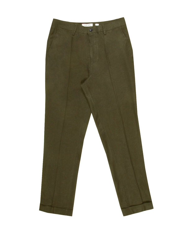 Linen mens tailored trouser khaki pearly king