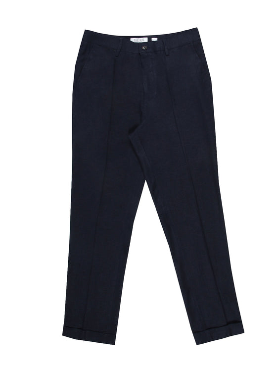 Linen mens tailored trouser navy pearly king