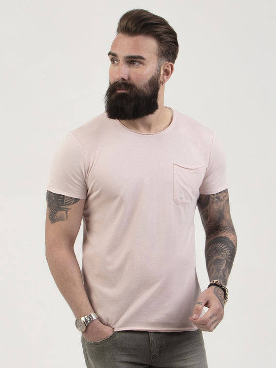 Regular fit mens cotton jersey classic raw edge rose short sleeve t shirt pearly king