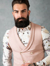 Regular fit mens stretch herringbone rose single breasted waistcoat pearly king