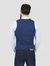 Regular fit mens cotton denim look indigo single breasted waistcoat pearly king