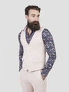 Regular fit mens linen blend herringbone rose single breasted waistcoat pearly king