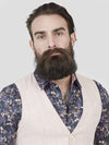 Regular fit mens linen blend herringbone rose single breasted waistcoat pearly king