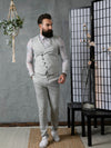 Regular fit mens stretch grey check single breasted blazer pearly king