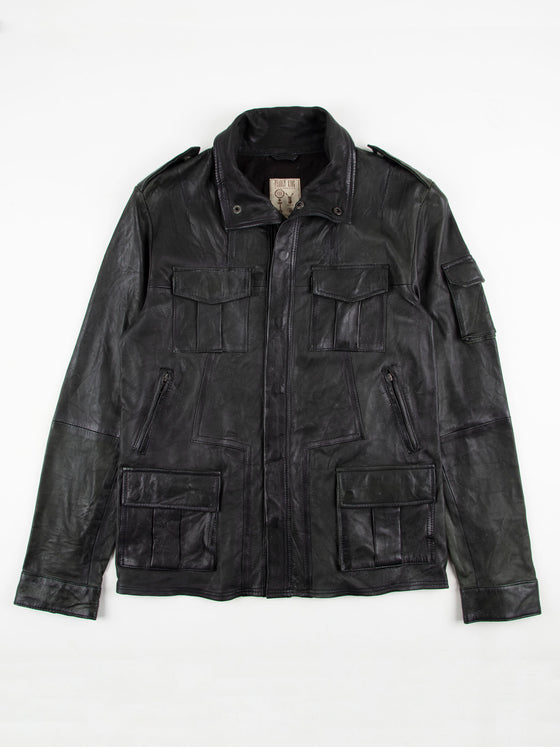 Regular Fit Pivot Black Leather Jacket