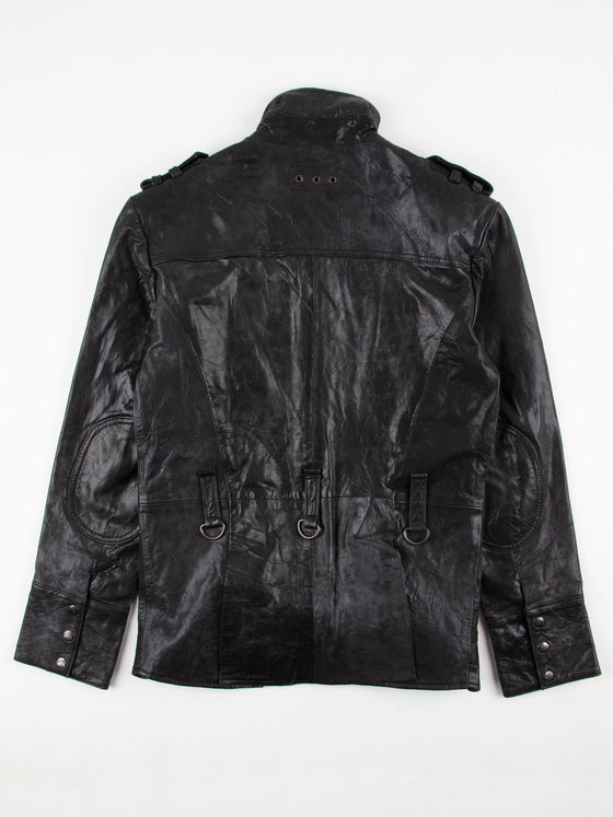 Boxy Fit Shelter Black Leather Jacket